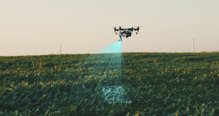 Drone scanning farm land